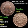 Image 1 : 1805 C-4 R2 Draped Bust Half Cent 1/2c Grades vg+