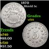 Image 1 : 1870 Shield Nickel 5c Grades vf++