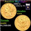 Image 1 : ***Auction Highlight*** 1887-s Gold Liberty Half Eagle $5 Graded Choice Unc By USCG (fc)