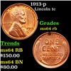 Image 1 : 1913-p Lincoln Cent 1c Grades Choice Unc RB