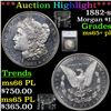 Image 1 : ***Auction Highlight*** 1882-s Morgan Dollar $1 Graded ms65+ pl By SEGS (fc)