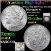 Image 1 : ***Auction Highlight*** 1891-p Top 100 Vam 2 I3 R4 Morgan Dollar $1 Graded ms64 By SEGS (fc)