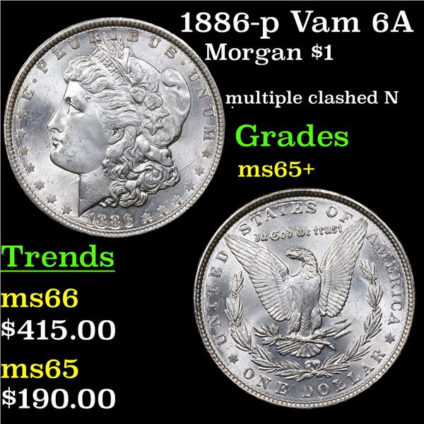 1886-p Vam 6A I2 R5 Morgan Dollar $1 Grades GEM+ Unc