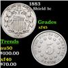 Image 1 : 1883 Shield Nickel 5c Grades xf+