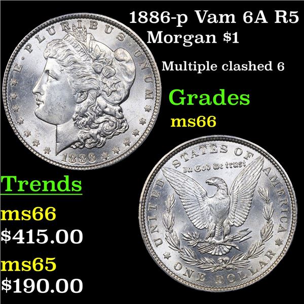 1886-p Vam 6A R5 Morgan Dollar $1 Grades GEM+ Unc