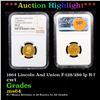 Image 1 : ***Auction Highlight*** NGC 1864 Lincoln And Union F-128/289 lp R-7 Civil War Token 1c Graded ms64 B