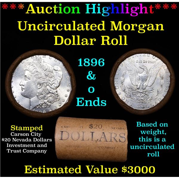 ***Auction Highlight*** 1896 & O Uncirculated Morgan Dollar Shotgun Roll (fc)