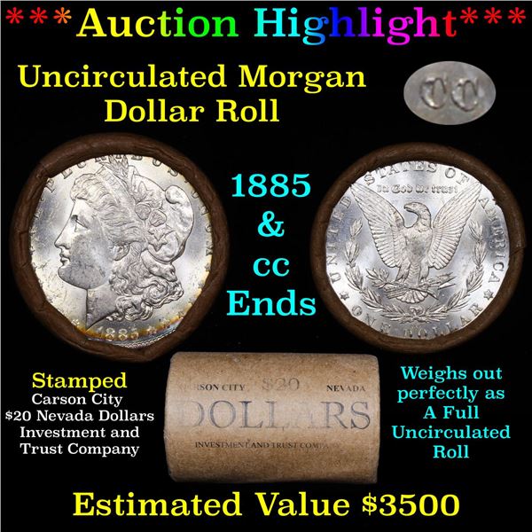 ***Auction Highlight*** 1885 & CC Uncirculated Morgan Dollar Shotgun Roll (fc)