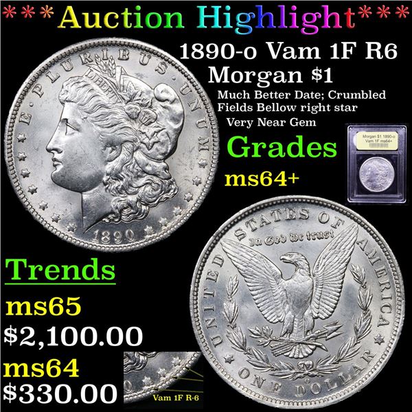 ***Auction Highlight*** 1890-o Vam 1F R6 Morgan Dollar $1 Graded Choice+ Unc By USCG (fc)