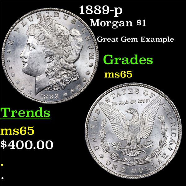 1889-p Morgan Dollar $1 Grades GEM Unc
