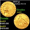 Image 1 : 1927-p Gold Indian Quarter Eagle $2 1/2 Grades Select Unc