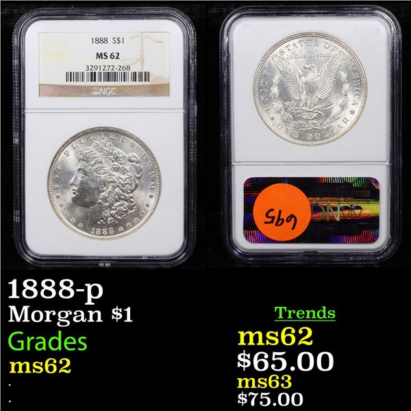 NGC 1888-p Morgan Dollar $1 Graded ms62 By NGC