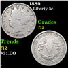 Image 1 : 1889 Liberty Nickel 5c Grades f, fine