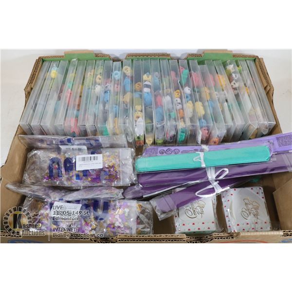 LARGE FLAT OF CABLE PROTECTORS, TISSUE FLOWERS,
