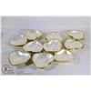 Image 1 : BOX OF MOTHER OF PEARL HEART SHAPED BOWLS