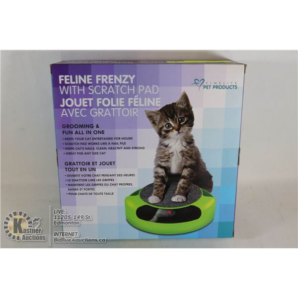 NEW FELINE FRENZY PET TOY WITH SCRATCH PAD