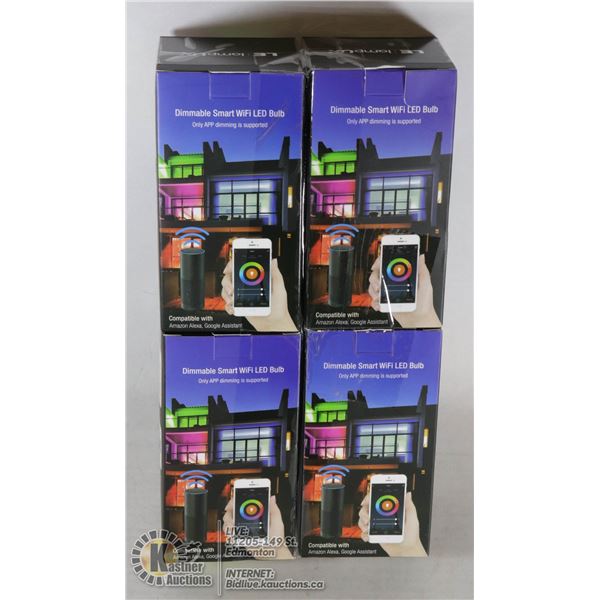 LOT OF 4 WIFI SMART LED LIGHTBULB