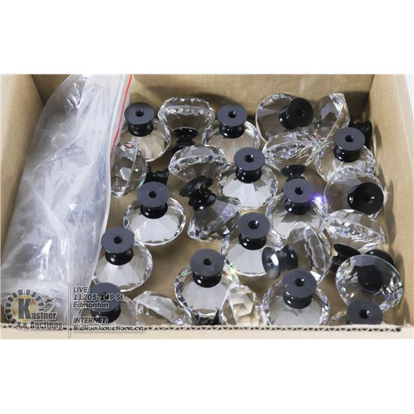 LOT OF CRYSTAL STYLE CABNET HANDLES WITH HARDWARE