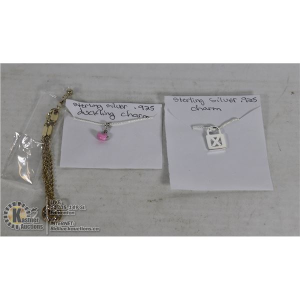 2 STERLING SILVER .925 CHARMS, GOLD FILL BRACELET