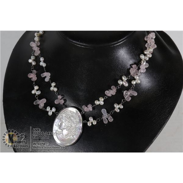 STERLING SILVER .925 VINTAGE CAMEO 2 INCH PENDANT