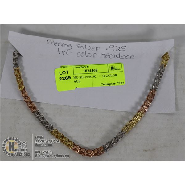 STERLING SILVER .925 TRI COLOR NECKLACE