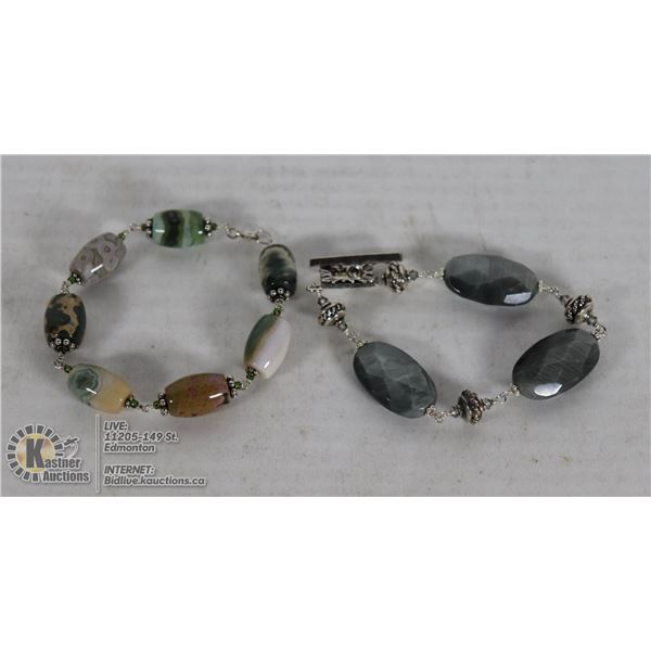 2 STERLING SILVER GEM BRACELETS