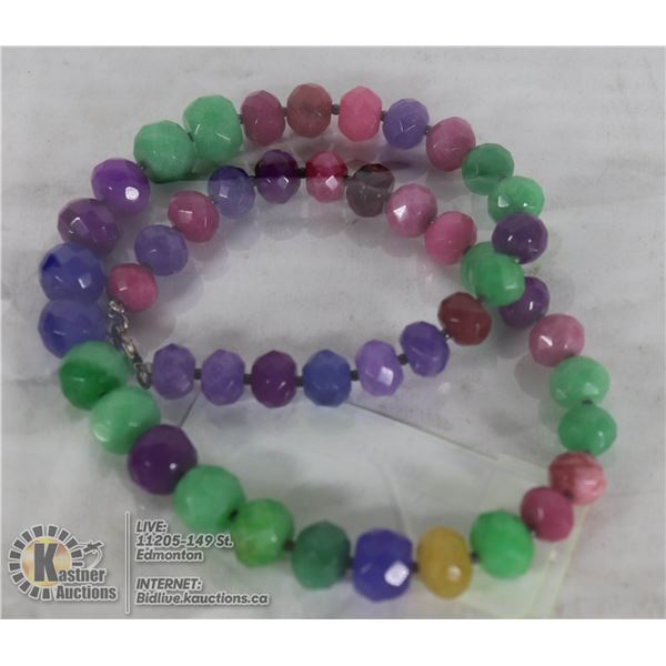 MULTI GEM NECKLACE STERLING .925 CLASP