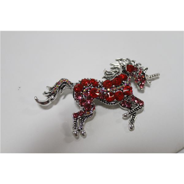 UNICORN RHINESTONE BROOCH