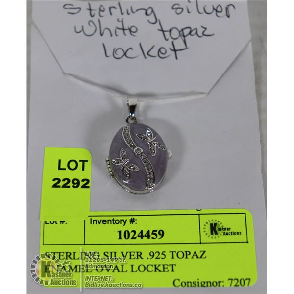 STERLING SILVER .925 TOPAZ ENAMEL OVAL LOCKET