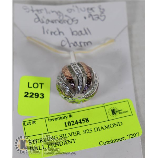 STERLING SILVER .925 DIAMOND BALL PENDANT