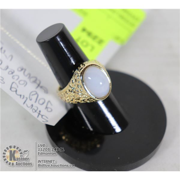 STERLING SILVER .925/GOLD OVERLAY MOONSTONE RING 7