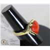 Image 1 : STERLING SILVER .925,GOLD OVERLAY CORAL RING SZ 7
