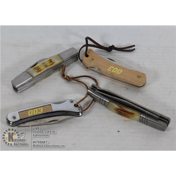 LOT OF 4 NEW FOLDING POCKET KNIVES
