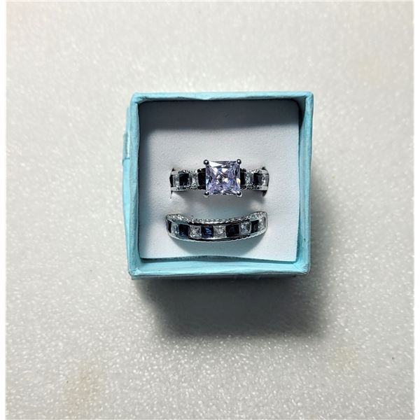 29) STAMPED 925 SILVER, 2 PCE WEDDING SET