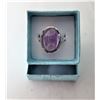 Image 1 : 20)  NATURAL OVAL AMETHYST RING SET IN 925