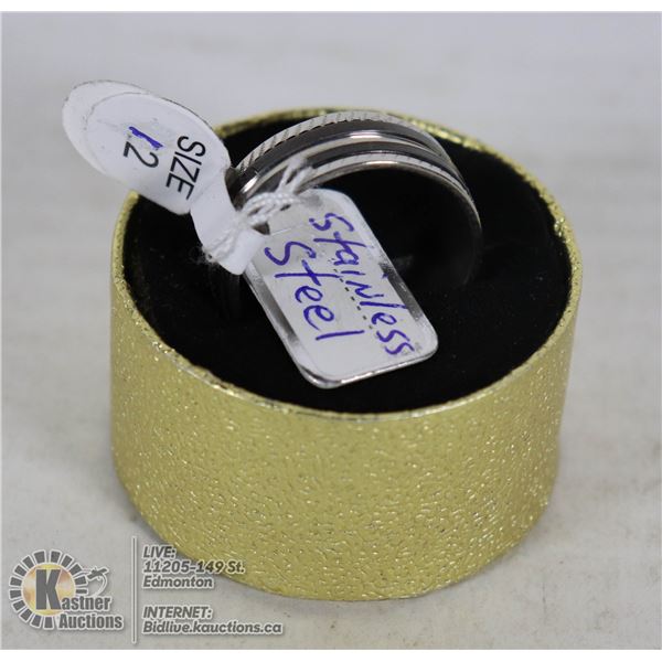 SIZE 12 STAINLESS & BLACK RING