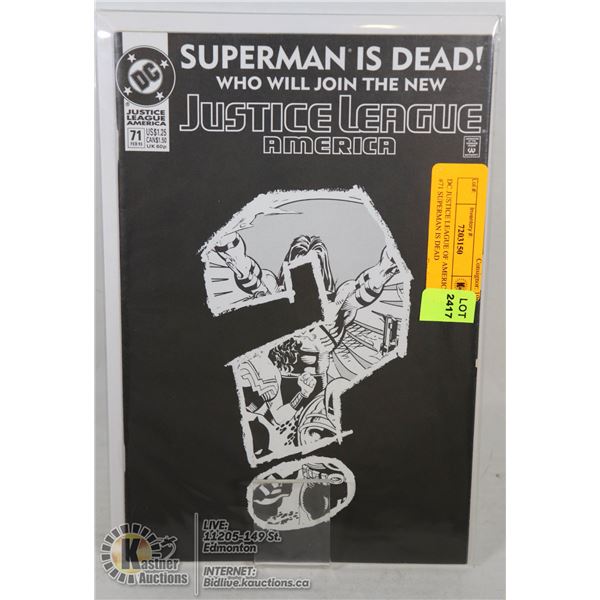DC JUSTICE LEAGUE OF AMERICA #71 SUPERMAN IS DEAD