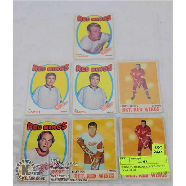 1970S OPC DETROIT REDWINGS NHL 7 CARD LOT