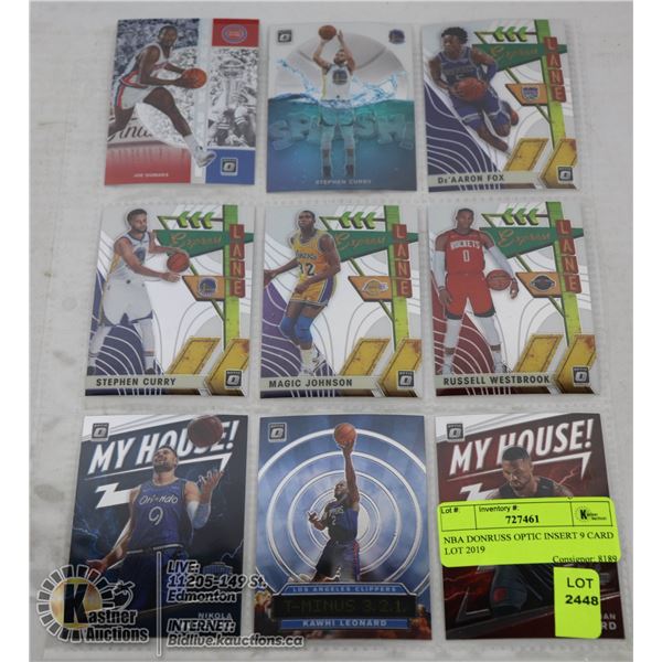 NBA DONRUSS OPTIC INSERT 9 CARD LOT 2019