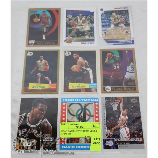 NBA 9 CARD LOT VARIOUS YEARS AND SETS