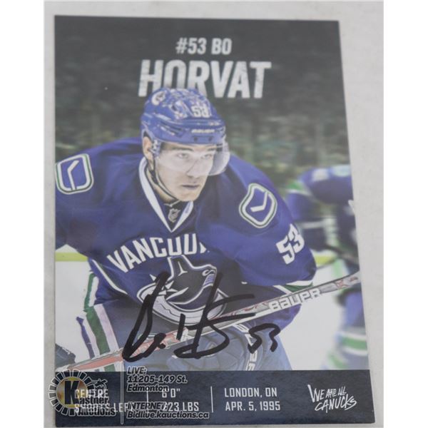 BO HORVAT VANCOUVER CANUCKS SIGNED POST CARD