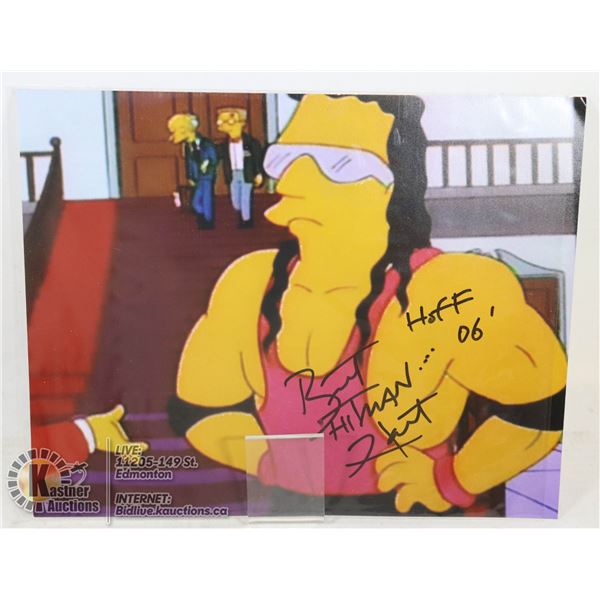 BRET THE HITMAN HART SIGNED WWF SIMPSONS 8X10