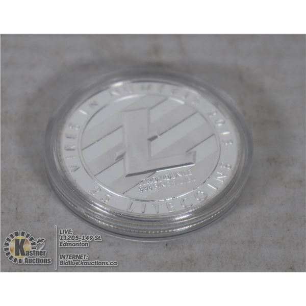 SILVER PLATED LITECOIN CRYPTO COIN IN PROTECIVE CA