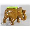 Image 1 : HAND CARVED LUCKY WOOD ELEPHANT FIGURE GLASS