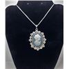 Image 1 : 9)  SILVER TONE WITH BLUE & WHITE CAMEO