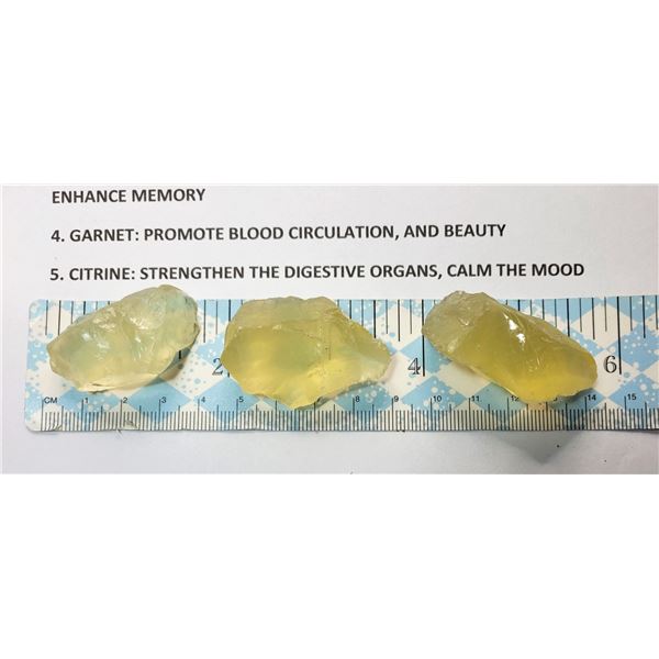 2)  LOT OF 3 NATURAL ROUGH CITRINE GEMSTONES