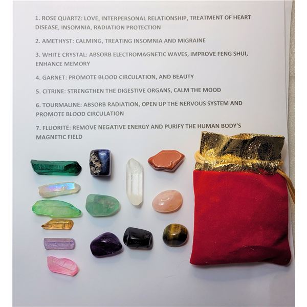 7) RED VELVET POUCH CONTAINING 14 HEALING