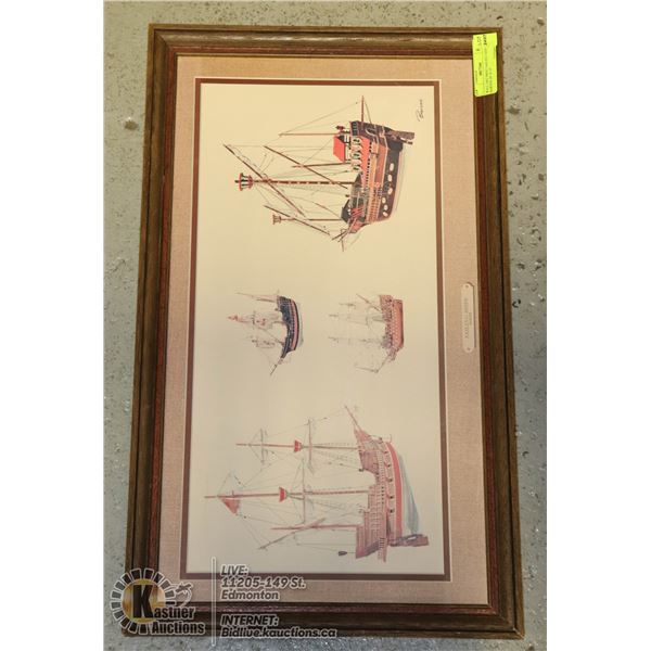 WALL ART PRINT SAILING SHIPS BY BARONE 26" X 15"