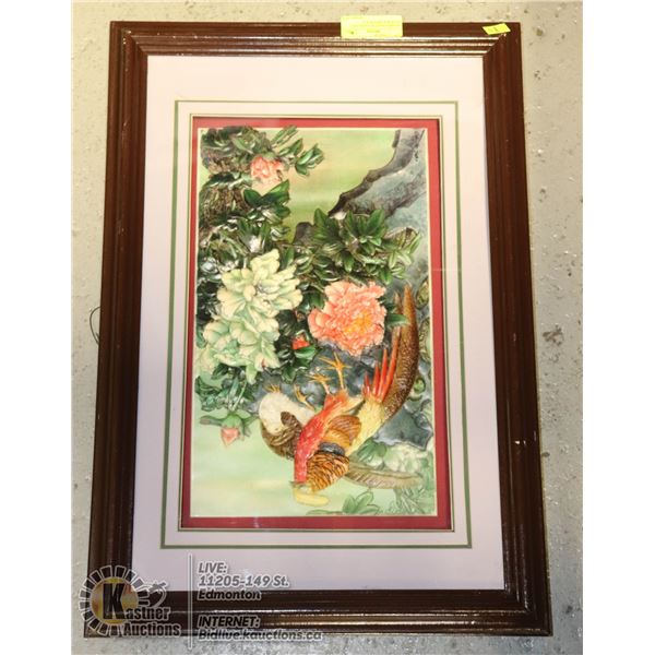 FRAMED CRAFT 3D PAPER ART ( FLOWER & BIRD) 26"X16