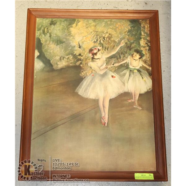 VINTAGE ART PRINT DANCING GIRL 20" X 26"